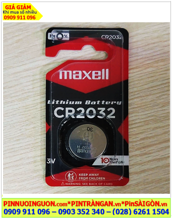 Maxell CR2032, Pin 3v Lithium Maxell CR2032 chính hãng, Xuất xứ NHẬT (Vỉ ĐEN 01viên)